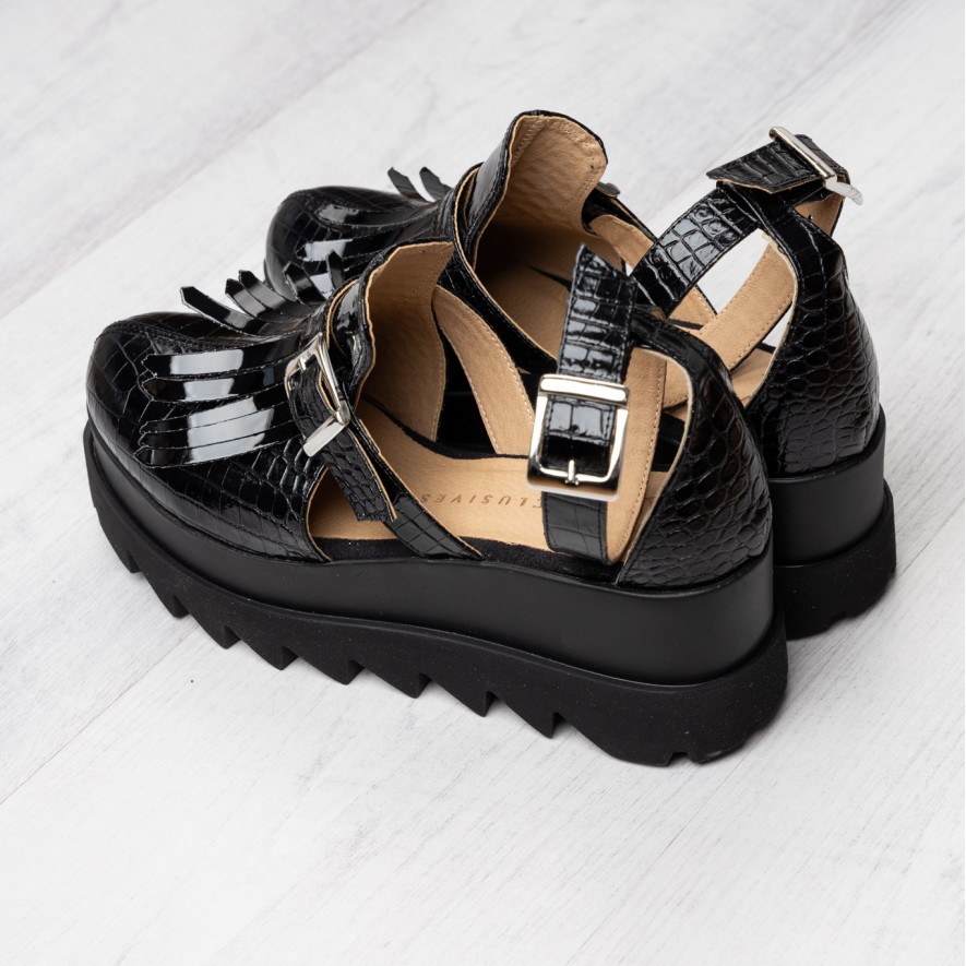*Pantofi - Amur - Croco Black